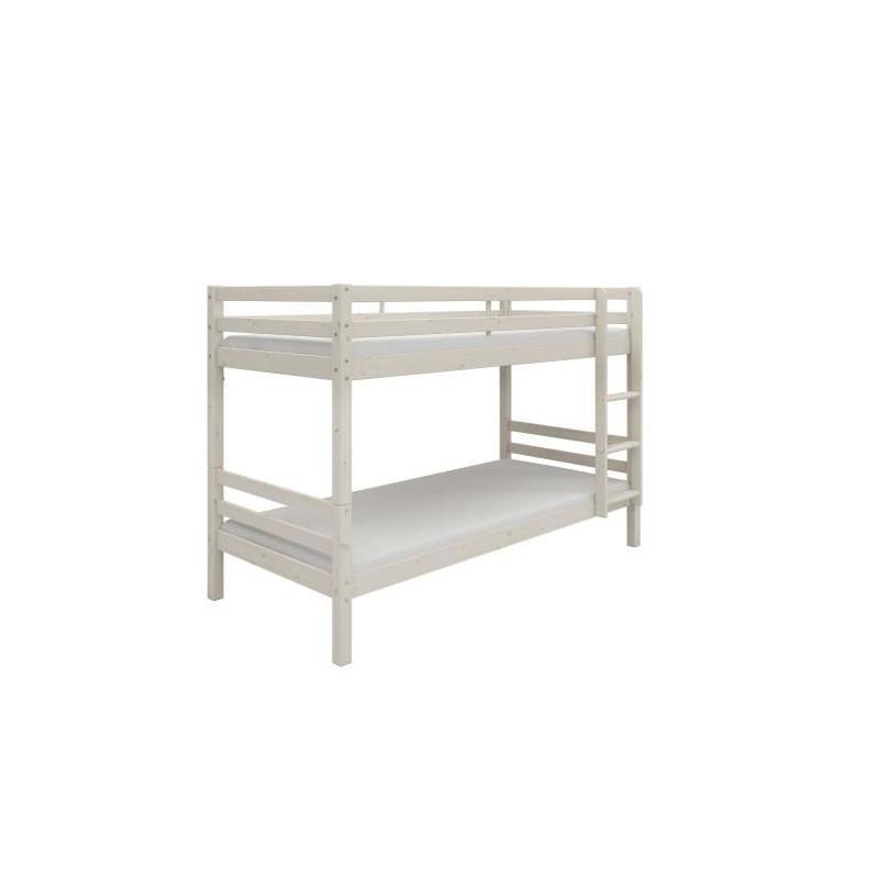 Lits superposés séparables enfant - Pin massif blanc - 2x90x200 cm