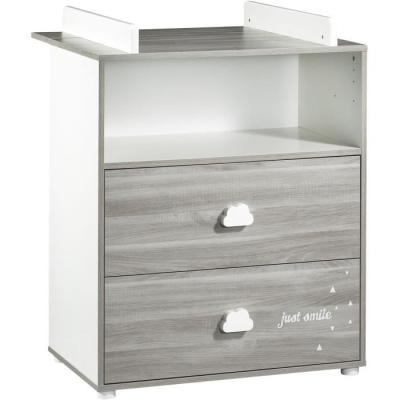 Chambre bébé complète - Lit 120x60 et commode à langer - BABY PRICE - SMILE - Chêne silex
