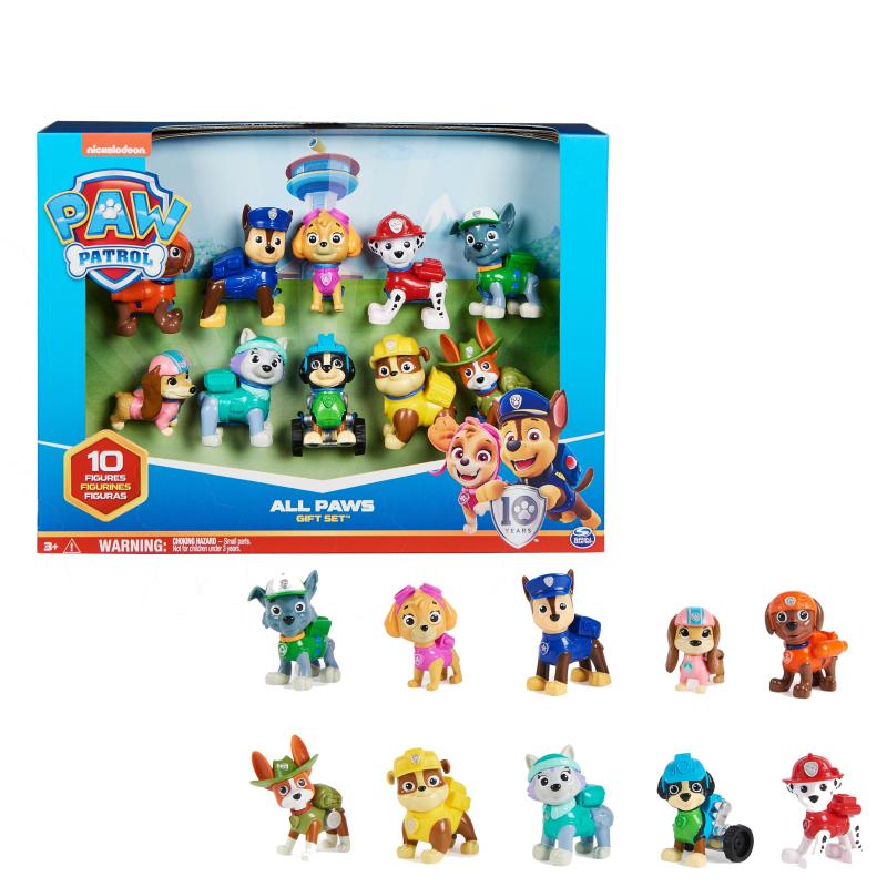 PAW Patrol - Pat Patrouille - Figurines 10e Anniversaire - 10 Figurines Articulées Chase, Marcus, Ruben, Stella, Zuma Et Bien