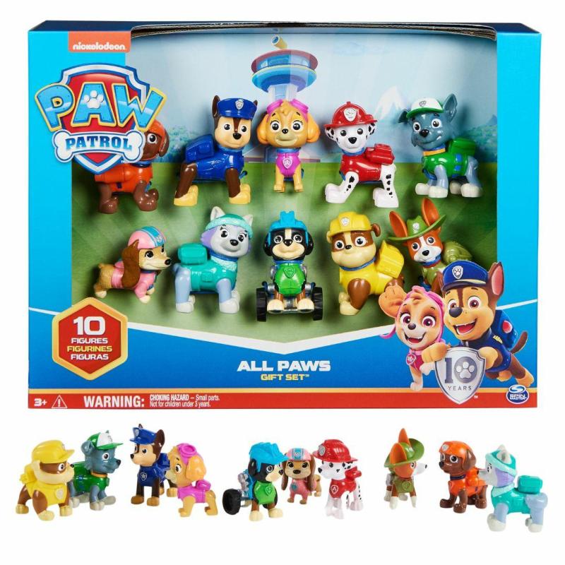 PAW Patrol - Pat Patrouille - Figurines 10e Anniversaire - 10 Figurines Articulées Chase, Marcus, Ruben, Stella, Zuma Et Bien
