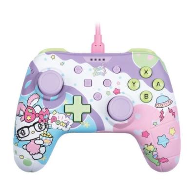 Manette filaire Hello Kitty pour Nintendo Switch, Switch OLED et PC - Vibration - Violet/rose