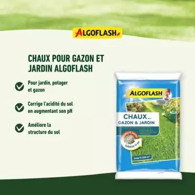 ALGOFLASH Chaux pour gazon et jardin - 10 kg : Un essentiel pour un jardin verdoyant