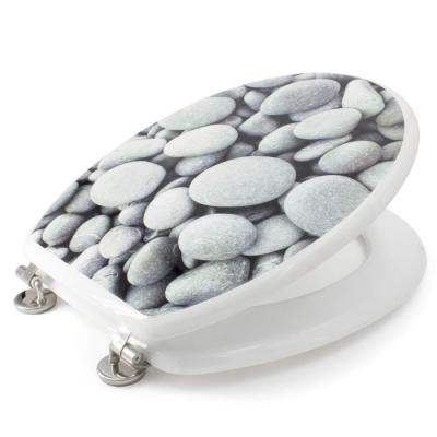 Abattant WC Galets de plage Gris - Universel