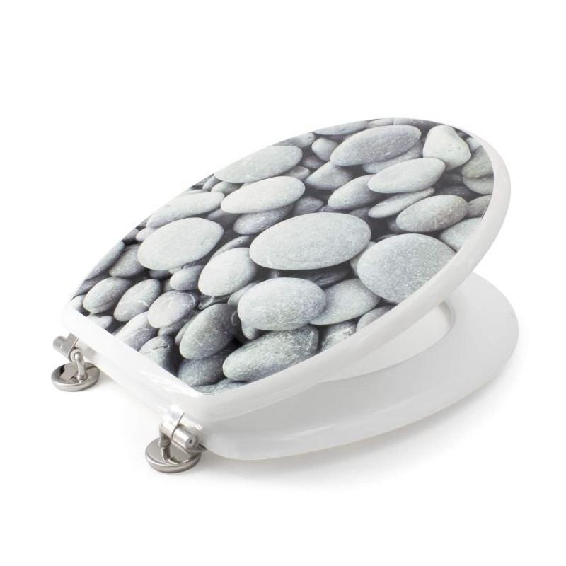 Abattant WC Galets de plage Gris - Universel