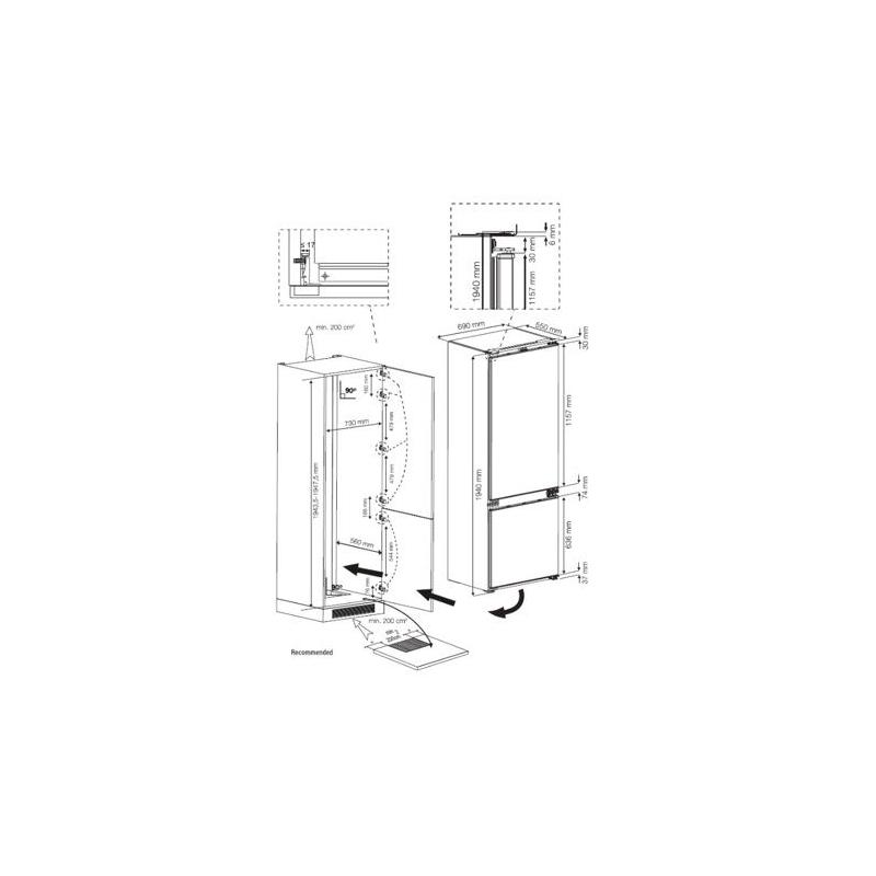 Réfrigérateur encastrable BEKO 2 portes 400L - Froid ventilé