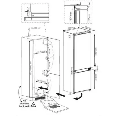 Réfrigérateur encastrable BEKO 2 portes 400L - Froid ventilé Réfrigérateur encastrable BEKO 2 portes 400L - Froid ventilé