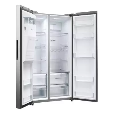 Haier SBS 90 Serie 5 HSW59F18EIMM frigo américain Pose libre 601 L E Platine, Acier inoxydable