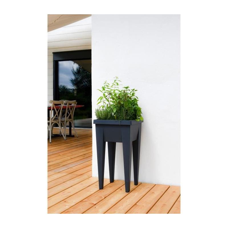 Potager Urbain Anthracite - 38,5x38,5x68 cm - 4 Bouchons d'Évacuation
