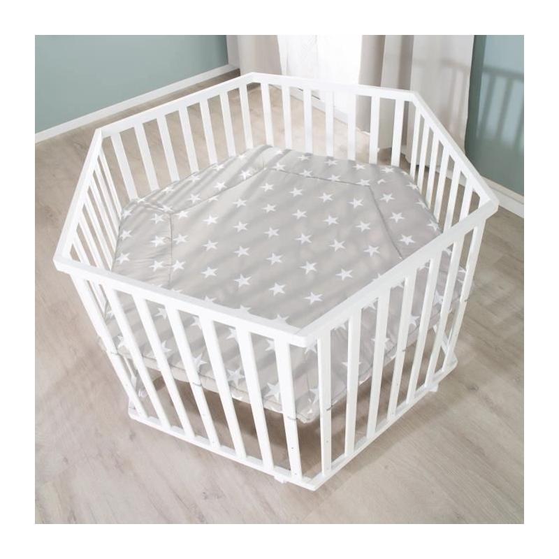 Parc bébé hexagonal Roba Little Stars blanc - Confortable et sécurisé