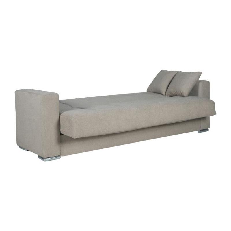 Canapé convertible 3 places ALBA - Tissu beige - Design pratique