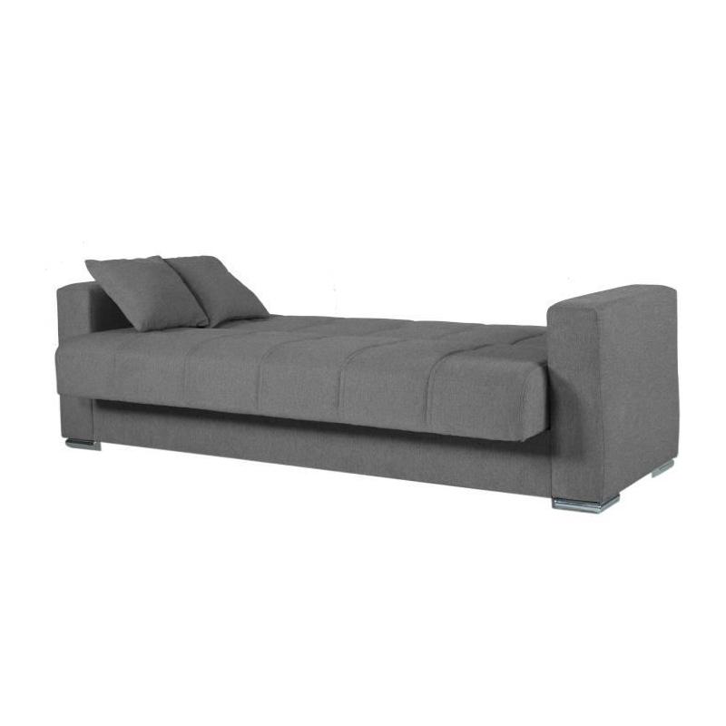 Canapé convertible 3 places ALBA gris foncé - Avec rangement - 226 x 85 x 92 cm