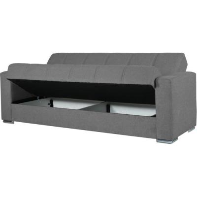 Canapé convertible 3 places ALBA gris foncé - Avec rangement - 226 x 85 x 92 cm
