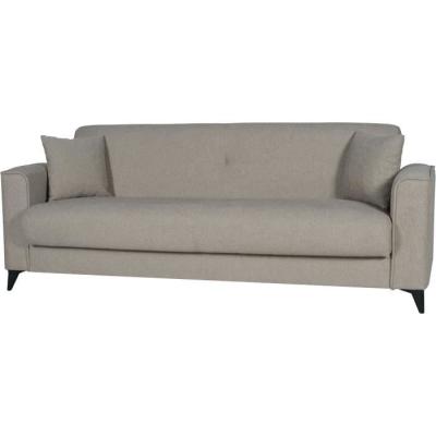 Canapé convertible 3 places BERGAMO - Tissu beige - Coffre de rangement