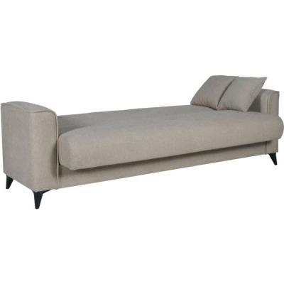 Canapé convertible 3 places BERGAMO - Tissu beige - Coffre de rangement