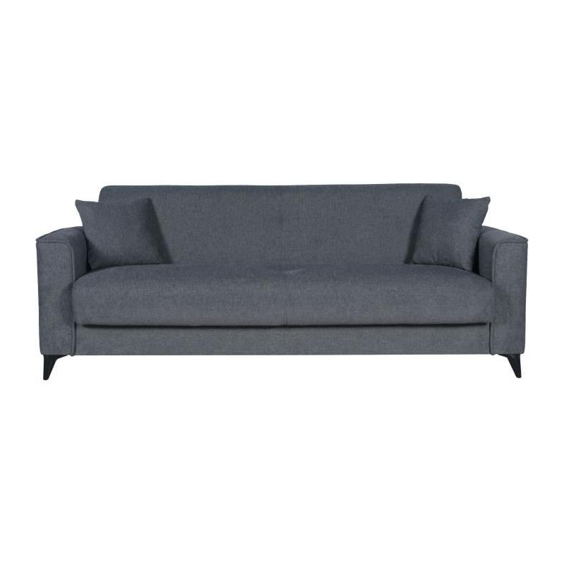 Canapé convertible 3 places BERGAMO gris foncé - Design pratique