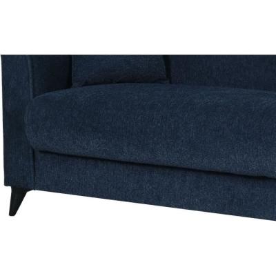 Canapé convertible 3 places BERGAMO bleu foncé - 2 coussins - coffre de rangement