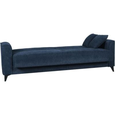 Canapé convertible 3 places BERGAMO bleu foncé - 2 coussins - coffre de rangement