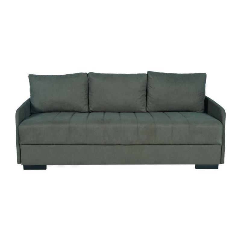 Canapé convertible 3 places BETTA - Vert foncé - Couchage 145 x 190 - Coffre rangement