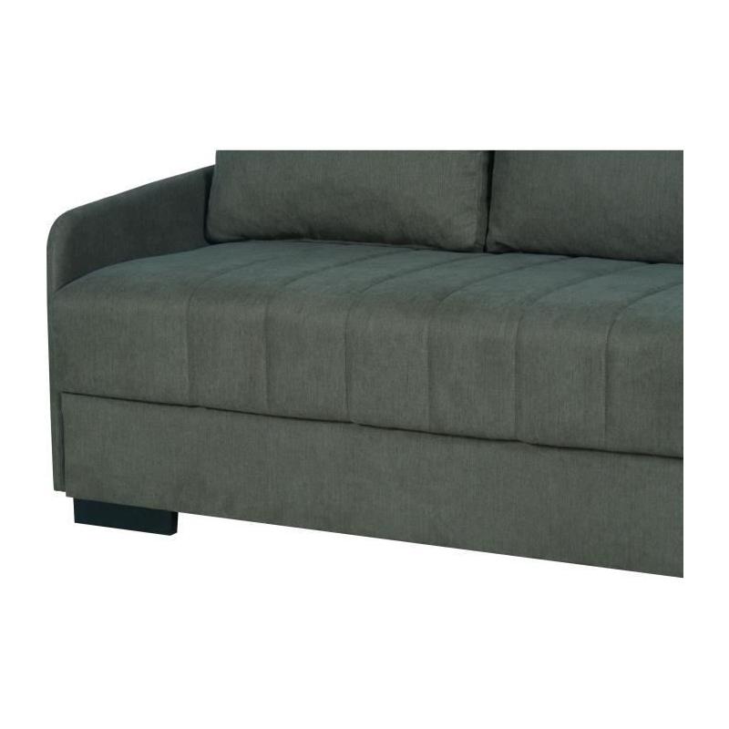 Canapé convertible 3 places BETTA - Vert foncé - Couchage 145 x 190 - Coffre rangement