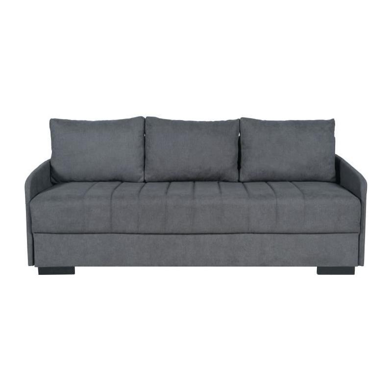 Canapé convertible 3 places BETTA - Gris clair - Couchage 145 x 190 cm