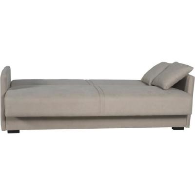 Canapé convertible 3 places BIANCA - Tissu beige - Coffre de rangement