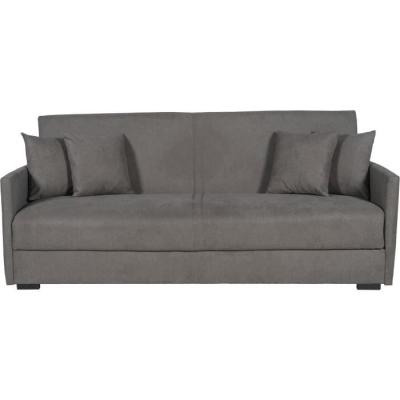 Canapé convertible 3 places BIANCA - Tissu taupe - Coffre de rangement