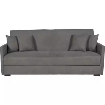 Canapé convertible 3 places BIANCA - Tissu taupe - Coffre de rangement