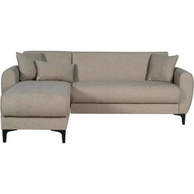 Canapé d'angle convertible réversible BILBAO - Tissu beige - 3/4 pers.