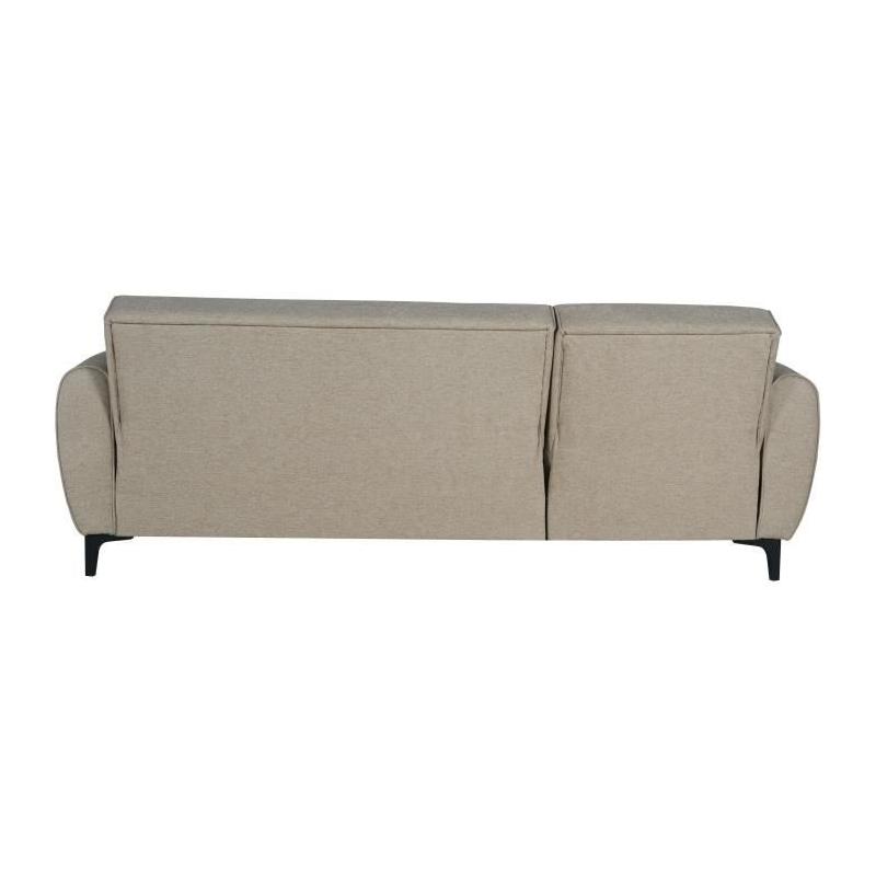 Canapé d'angle convertible réversible BILBAO - Tissu beige - 3/4 pers.