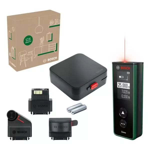 Bosch Télémetre Zamo avec 3 adaptateurs (distance de mesure jusqu'a 25m)