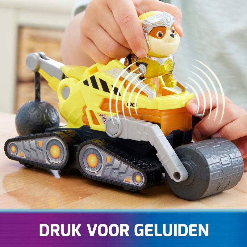 PAW Patrol - Pat Patrouille - Véhicule + Figurine Ruben du Film - Voiture Figurine À Collectionner - Sons Lumières - Pat