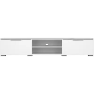 Meuble TV moderne blanc laqué brillant - 2 tiroirs, une niche Meuble TV moderne blanc laqué brillant - 2 tiroirs, une niche