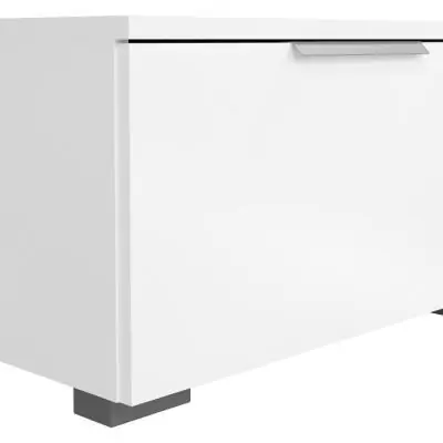 Meuble TV moderne blanc laqué brillant - 2 tiroirs, une niche Meuble TV moderne blanc laqué brillant - 2 tiroirs, une niche