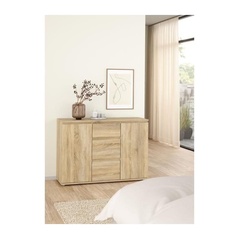 Buffet Imitation chêne - 2 portes - 3 tiroirs