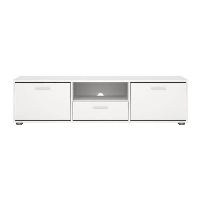 Meuble TV MEDIA Blanc mat - Design moderne - 147,2 x 39,8 x 38,4 cm