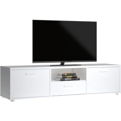 Meuble TV MEDIA Blanc mat - Design moderne - 147,2 x 39,8 x 38,4 cm