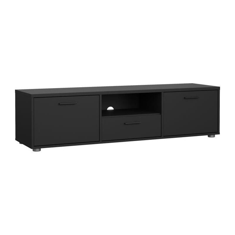 Meuble TV MEDIA Noir mat - Design moderne - Rangement optimal