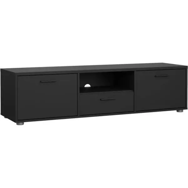 Meuble TV - MEDIA - Noir mat - 2 portes, 1 tiroir - 147,2 x 39,8 x 38,4 cm