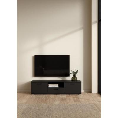 Meuble TV MEDIA Noir mat - Design moderne - Rangement optimal