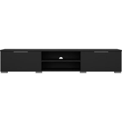Meuble TV design - Noir mat - 2 tiroirs - 172,7 cm