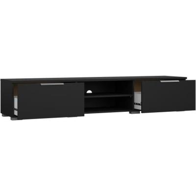 Meuble TV design - Noir mat - 2 tiroirs - 172,7 cm