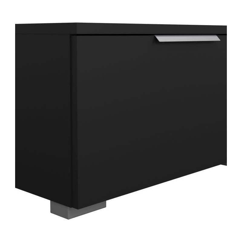 Meuble TV design - Noir mat - 2 tiroirs - 172,7 cm