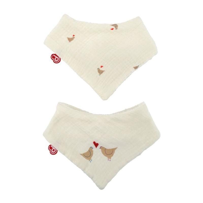 Lot de 2 bavoirs bandanas coton doux DOMIVA