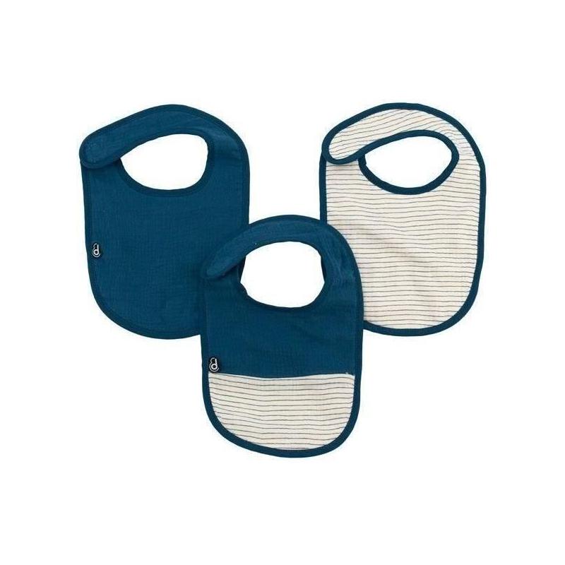 Lot x3 bavoirs DOMIVA - 0-6 mois - Gaze de coton - Indigo