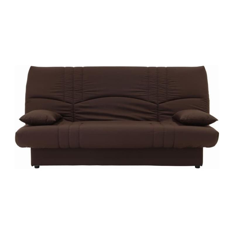 Banquette clic clac 3 places en tissu chocolat - Style Contemporain
