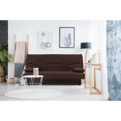 Banquette clic clac 3 places en tissu chocolat - Style Contemporain
