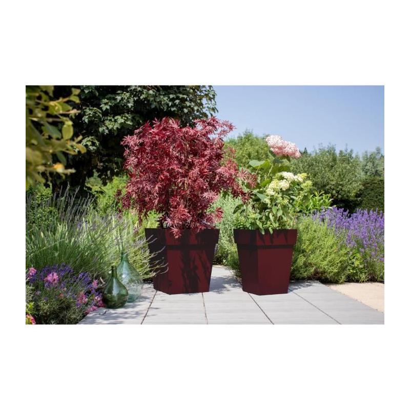 Pot de Fleur Carré TOSCANE 50 cm - Rouge Bourgogne