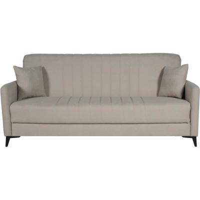 Canapé convertible 3 places ENZO beige - 2 coussins - Coffre rangement
