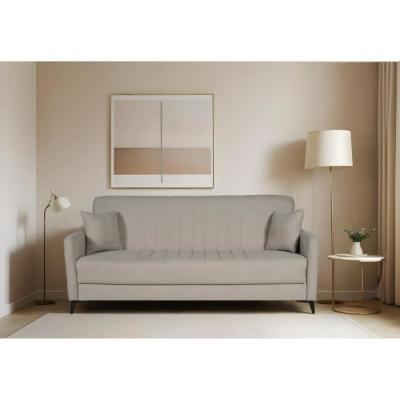 Canapé convertible 3 places ENZO beige - 2 coussins - Coffre rangement