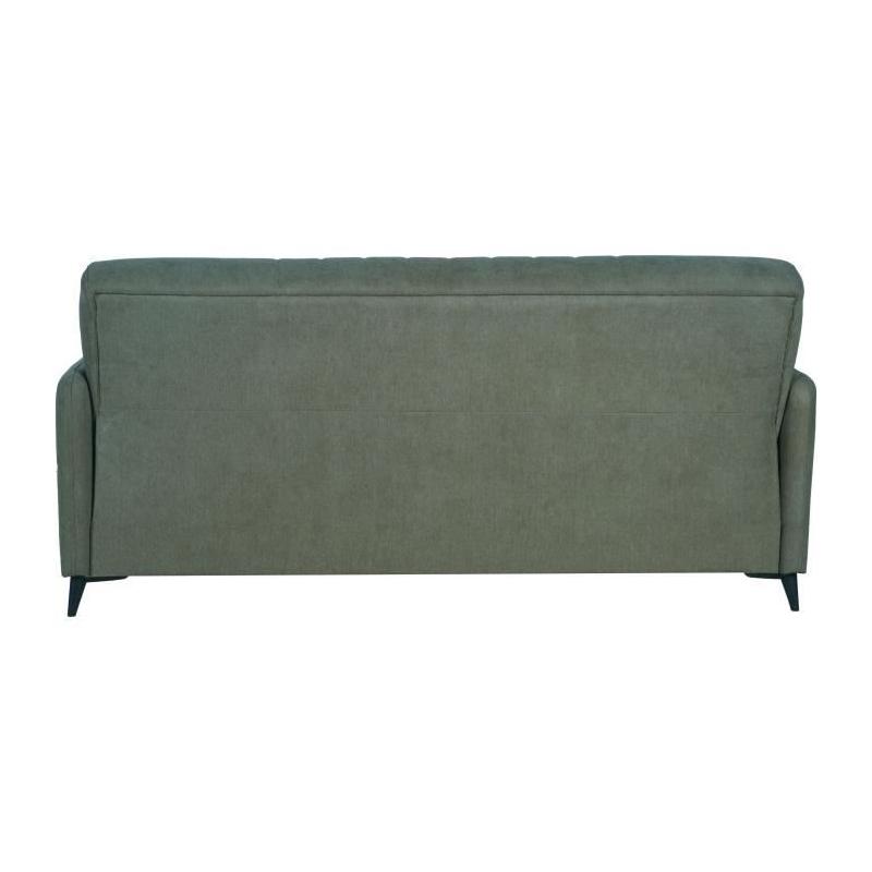 Canapé convertible 3 places ENZO - Tissu vert foncé - Coffre de rangement